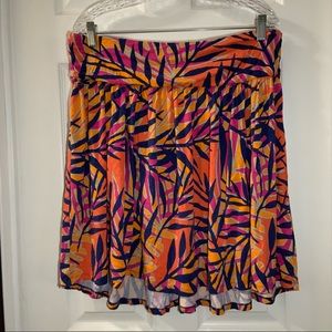 Lane Bryant Orange/Pink Print Pull On Aline Skirt 14/16